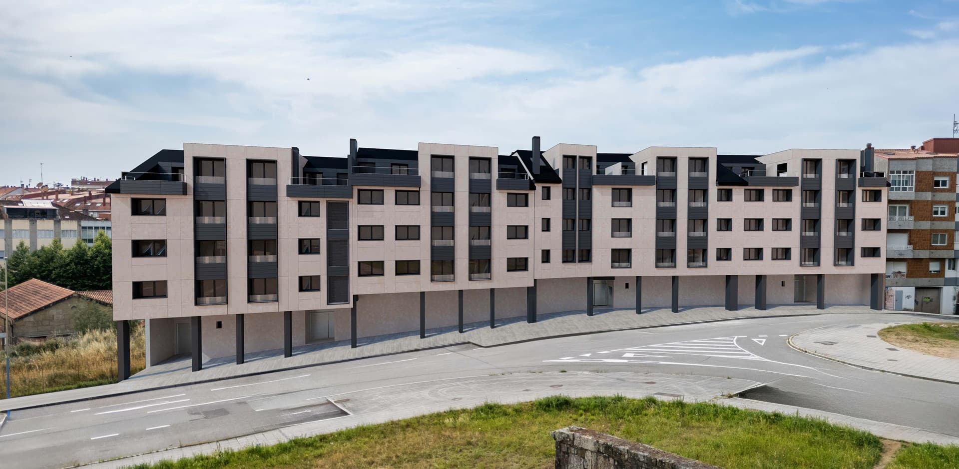 Recreación del edificio de obra nueva de Calle Bosque de Desamparados en Vilagarcía