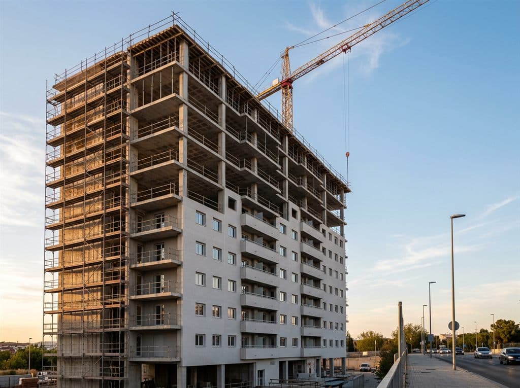 Edificio de viviendas nuevas en construcción promovido por Promociones Barreiro Pérez y Barreiro Ingenieros en Vilagarcía